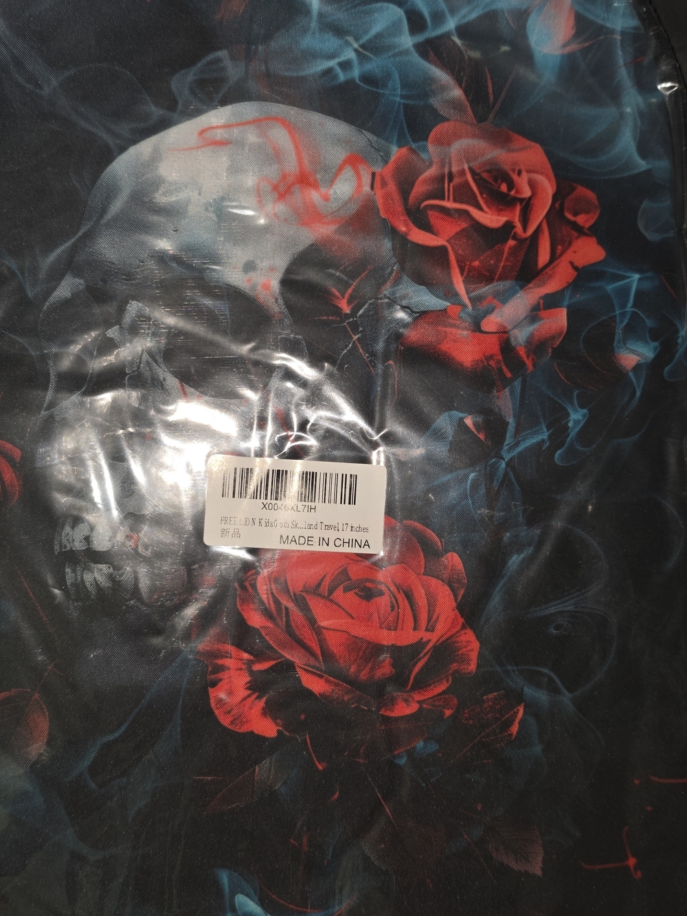 Black Skull & Red Rose Backpack - Picture 2 of 3